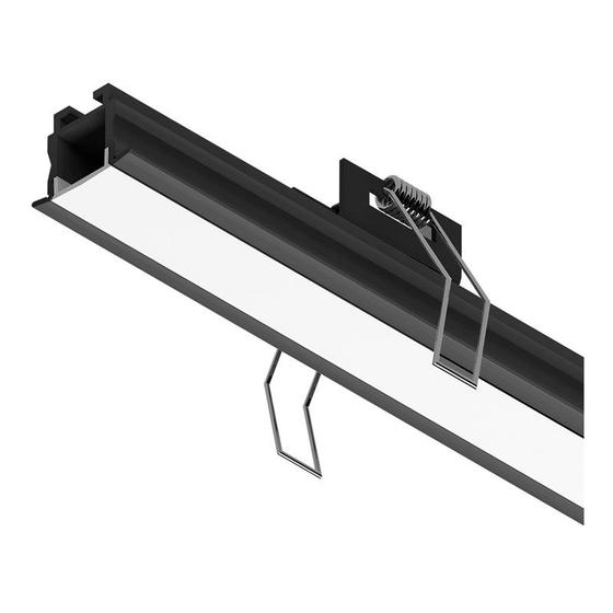 Imagem de Perfil LED De Embutir Preto Para Gesso 9,6W 12V Luz Branco Quente Mister LED