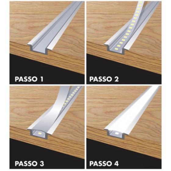 Perfil Led embutido Branco p/ Fita Led 50cm, 60cm ou 70cm Menor preço em Perfil Led embutido Branco p/ Fita Led 50cm, 60cm ou 70cm