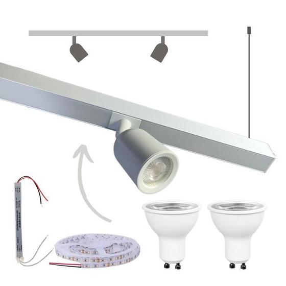 Imagem de Perfil Pendente Com Led Spot 3.000K 36mm Branco 1m Dopo ilunato