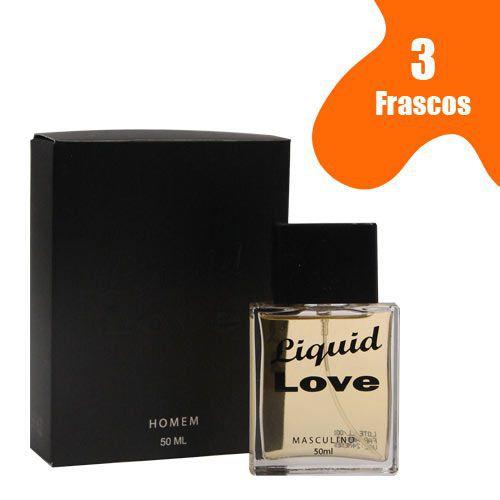 Imagem de Perfume Afrodisíaco Masculino Liquid Love Man 50ml (3 vidros)