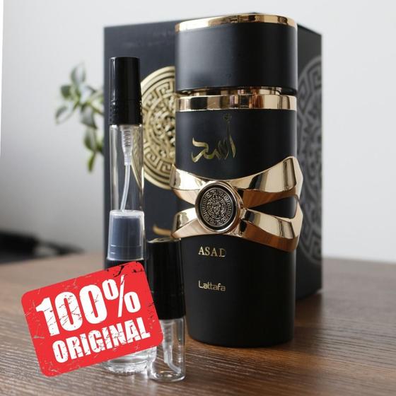 Imagem de Perfume Árabe Masculino Asad Lattafa Amadeirado 2ml, 5ml, 10ml 100% Original Eau de Parfum