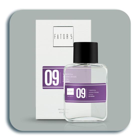 Imagem de Perfume Fator 5 Nr.09 - 60ml (Jásmim Árabe , Tuberosa e Cacau) (FEMININO)