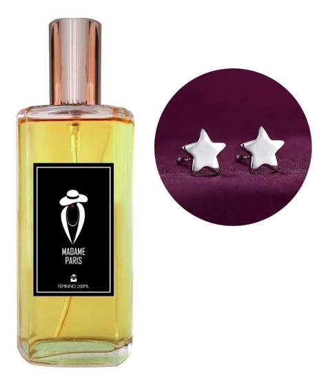 Imagem de Perfume Feminino Madame Paris + Brinco Prata Estrela