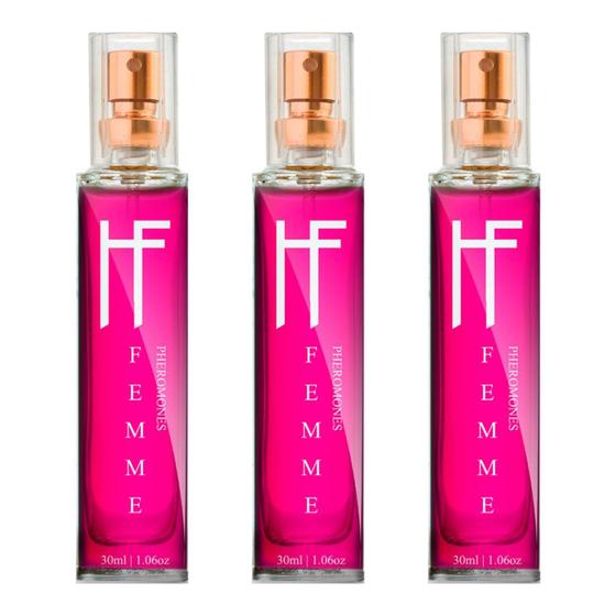 Imagem de Perfume Feromônios Feminino Hot Flowers Hf Femme Kit 3 Unidades