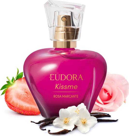 Imagem de Perfume kiss me rosa marcante desodorante colônia eudora - 50ml