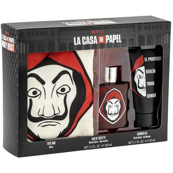 Imagem de Perfume Kit La Casa De Papel Edt 100Ml Chuveiro Gel 150Ml Bolsa Masculino