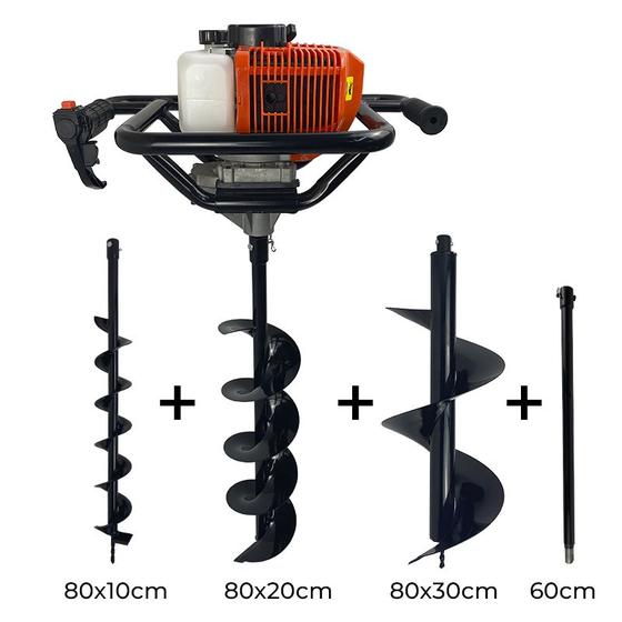 Imagem de Perfurador de Solo A Gasolina CARBON FAK 52cc C/3 Brocas + Extensão 60cm