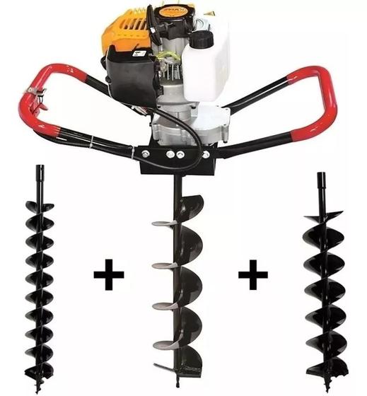 Imagem de Perfurador De Solo Gasolina 52cc C/ 4x1 Brocas Profissional