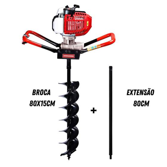 Imagem de Perfurador De Solo Kawashima ED43 42.7cc Com Broca 15 cm + Extensão 80 cm em Aço Kawashima