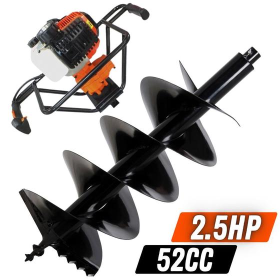 Imagem de Perfurador de Solo Vulcan VPS520 2T 52cc com Broca 80x30cm Possui Arranque Manual com Mola Retrátil