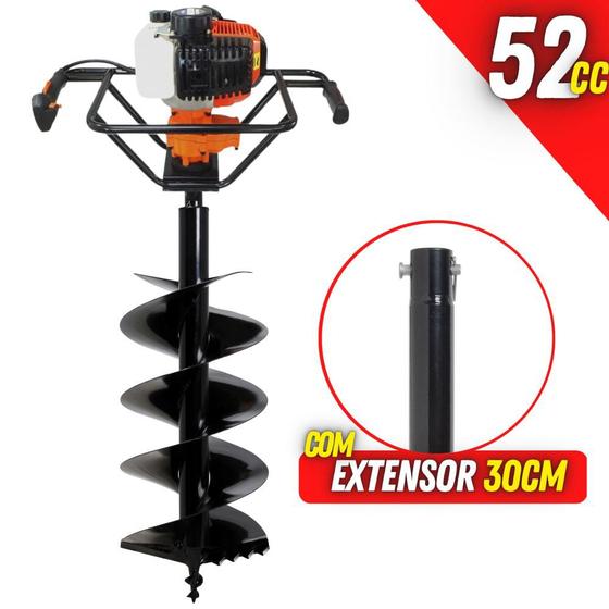Imagem de Perfurador de Solo Vulcan VPS520 2T 52cc Ideal Para Agricultura com Broca 80x30cm + Extensor de 30cm