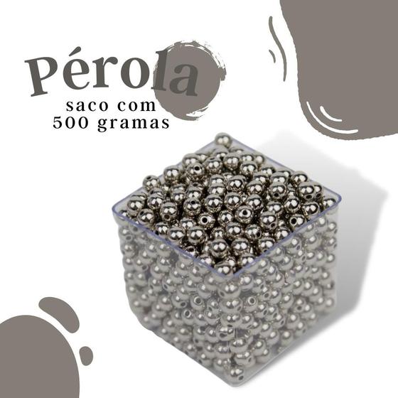 Imagem de Pérola Prata 10Mm Pacote Com 500 Gramas - Nybc