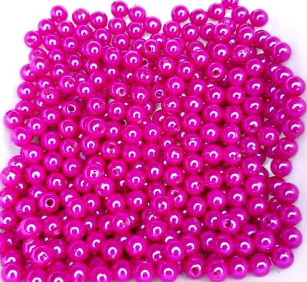 Imagem de Perolas Abs Inteira 6mm C/Furo Cor Pink Metalizado 50 Gramas