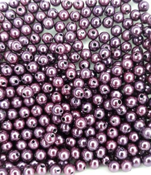 Imagem de Perolas Abs Inteira 6mm C/ Furo Cor Roxo Metalico 50 Gramas