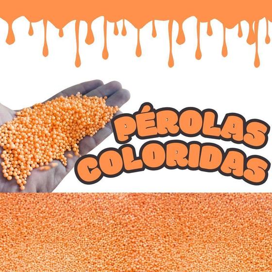 Imagem de Pérolas De Eps Bolinhas De Isopor Coloridas 1 Litro Laranja