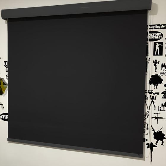 Imagem de Persiana Cortina Rolo Blackout Preto Com Bandô 1,40m X 1,40m - Sala Escritório Quarto - Blecaute Completa - Fácil Instalação