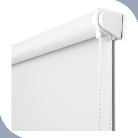 Imagem de Persiana Cortina Rolo Tecido Blackout Liso Branco 1,40m X 1,40m - Sala Quarto Escritório - Blecaute Completa -Fácil Instalação