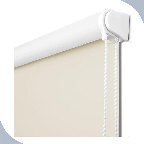 Imagem de Persiana Cortina Rolo Tecido Blackout Liso Creme 1,40m X 1,40m - Sala Quarto Escritório - Blecaute Completa - Fácil Instalação