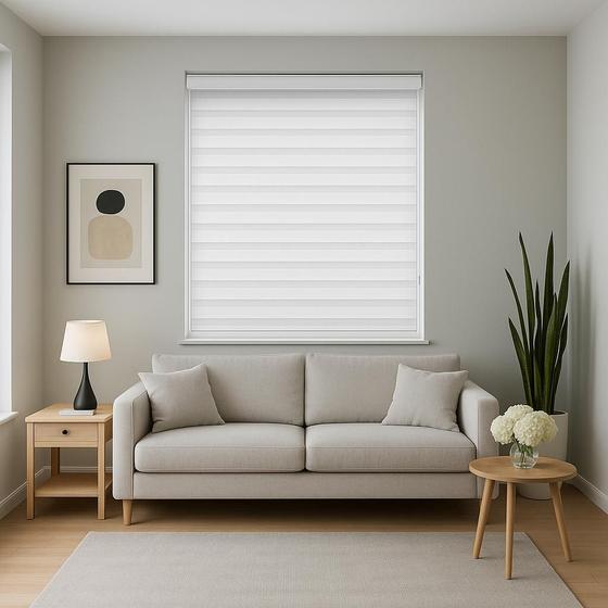 Imagem de Persiana Double Vision Sunny 140larg x 160alt Branca (com bandô)