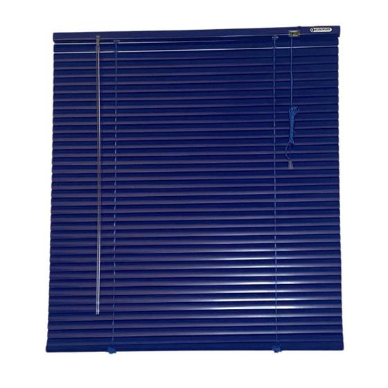 Imagem de Persiana Horizontal Aluminio 25mm Azul 50 (L) x 45 (A) cm Cortina C/ Kit de Instalação 0,50 x 0,45
