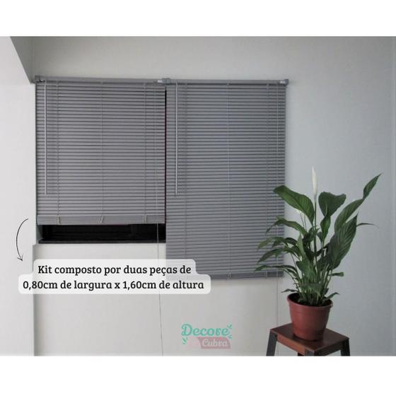 Imagem de Persiana Horizontal Pvc Block 160Larg X 160Alt Cinza (2 Pçs)