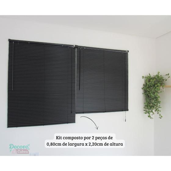 Imagem de Persiana Horizontal Pvc Block 160Larg X 220Alt Preta (2 Pçs)