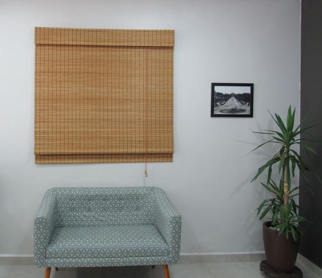 Imagem de Persiana Romana Bambu Block 120larg x 220alt Natural - Pronta para Instalar