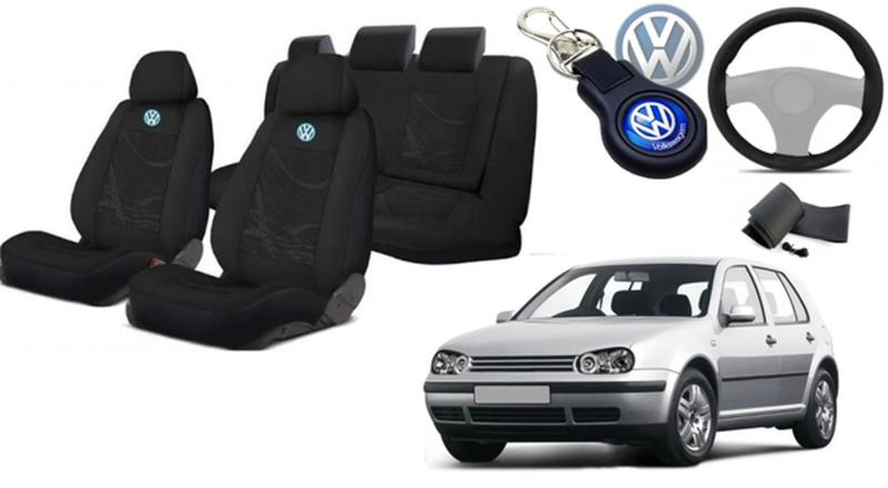 Imagem de Personalização Exclusiva: Capas para Bancos Golf 2000-2006 + Volante e Chaveiro VW