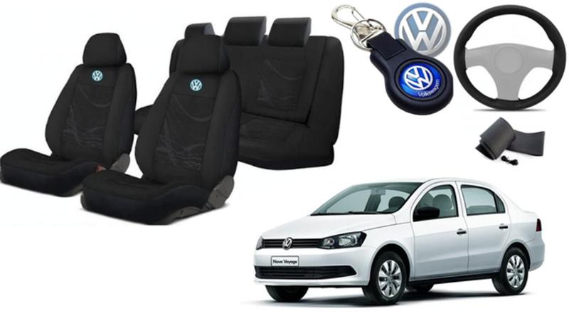 Imagem de Personalize Seu Carro: Capas para Bancos do Voyage 2009-2016 + Volante e Chaveiro VW