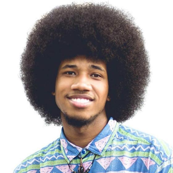 Imagem de Peruca Afro BECUS para Homens Negros - Cabelo Humano 20cm