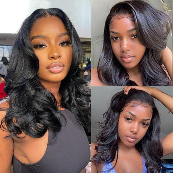 Imagem de Peruca Bob de Cabelo Humano com Lace Frontal 13x4 - 16" - Estilo Douyin