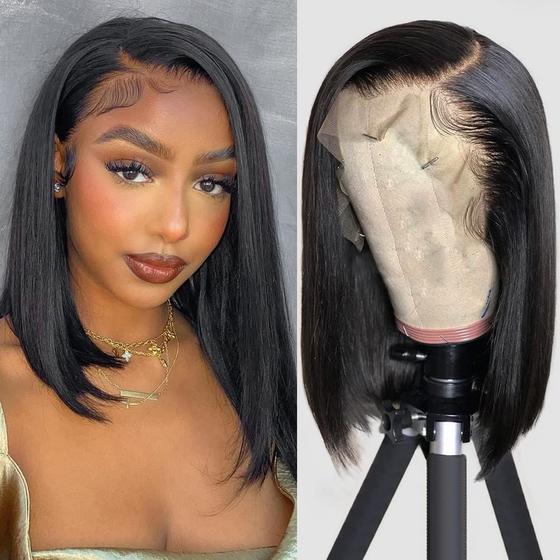 Imagem de Peruca Flady Straight Bob 30cm - Cabelo Humano com Renda Frontal e 150% de Densidade