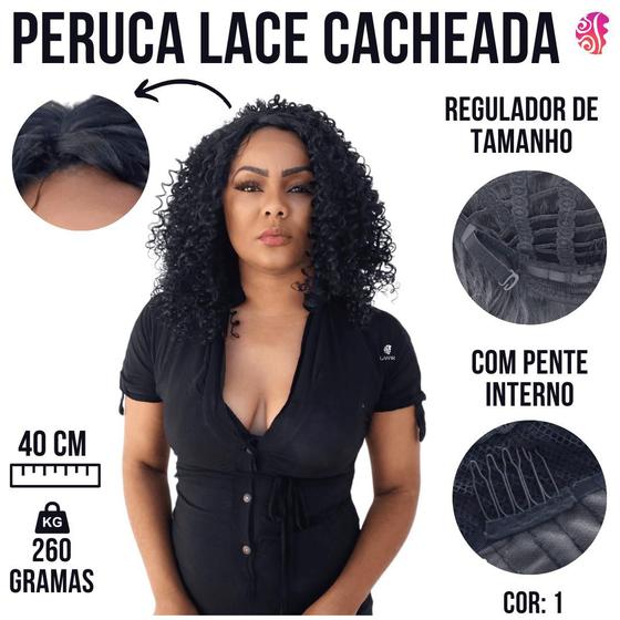 Imagem de Peruca Front Lace Cacheada Afro - Bio Organica -Cabelo Sem Brilho Excessivo - Facil De Cuidar