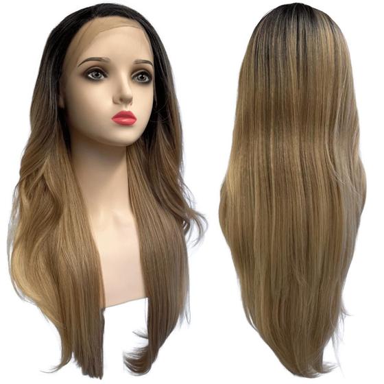 Imagem de Peruca front lace HD orgânica loira ombre hair OTSNDBLND