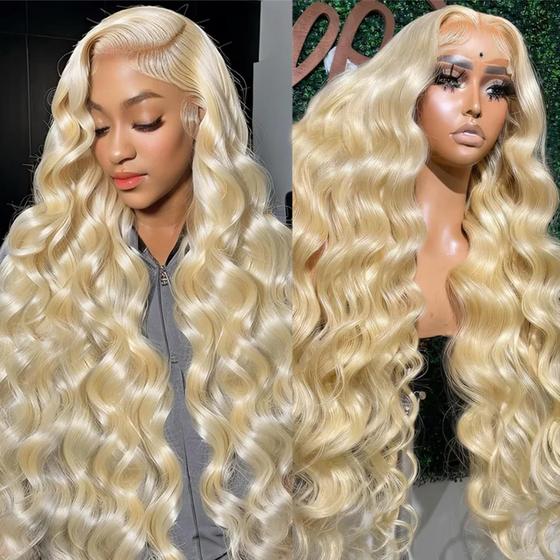 Imagem de Peruca frontal de renda Alimoonbeam 613 Blonde Body Wave 30cm