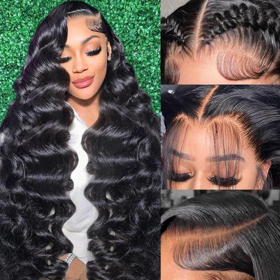 Imagem de Peruca Frontal de Renda Hakaniya Body Wave 26" - Cabelo Humano com 180% de Densidade