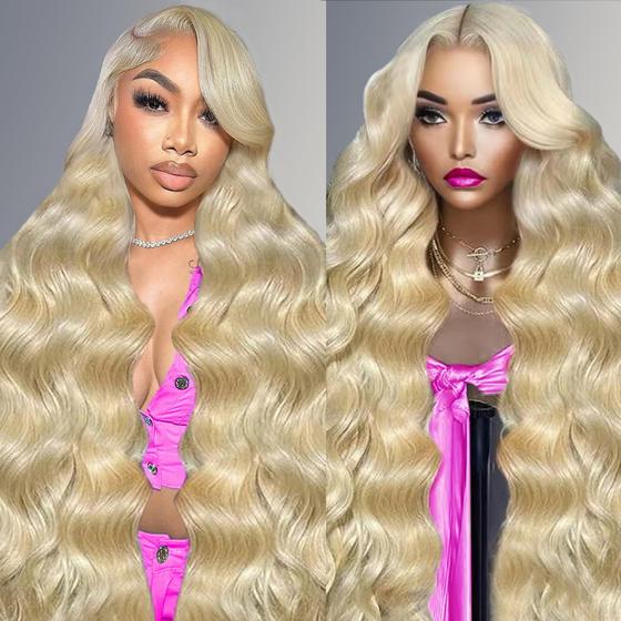 Imagem de Peruca Frontal de Renda WAQI 30 Polegadas - Cabelo Humano Loiro 613 Body Wave