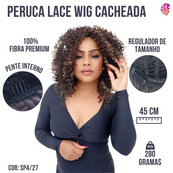 Imagem de Peruca Lace Wig Cacheada Afro 100% Bio Organica - Cheia  -Com Pentes e Reguladores - Sem Brilho