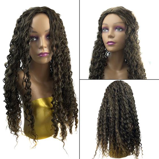 Imagem de Peruca Lace Wig Cacheada Afro Cabelo Fibra Organica Premium