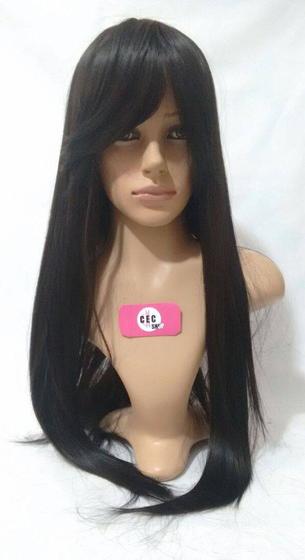 Imagem de Peruca Lace Wig Longa Castanha Lisa 65cm Fibra Futura