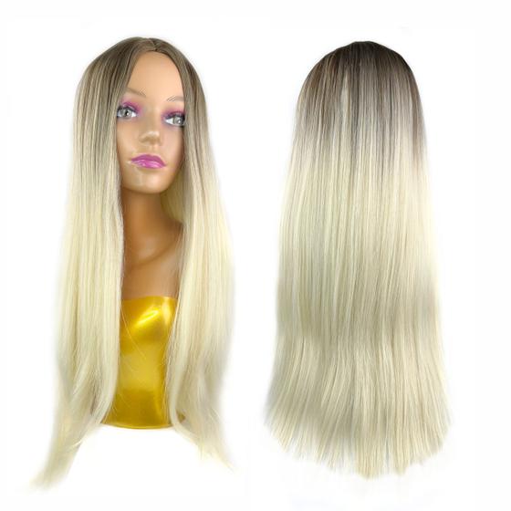 Imagem de Peruca Lace Wig Orgânica Lisa Repartição Fixa 70 Cm Longa