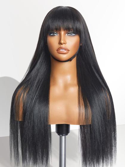 Imagem de Peruca LUVME HAIR Yaki Straight 71 cm de cabelo humano com franja