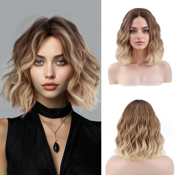 Imagem de Peruca NOSTALGIA Short Ombre Blonde Wavy 35cm sintética para mulheres