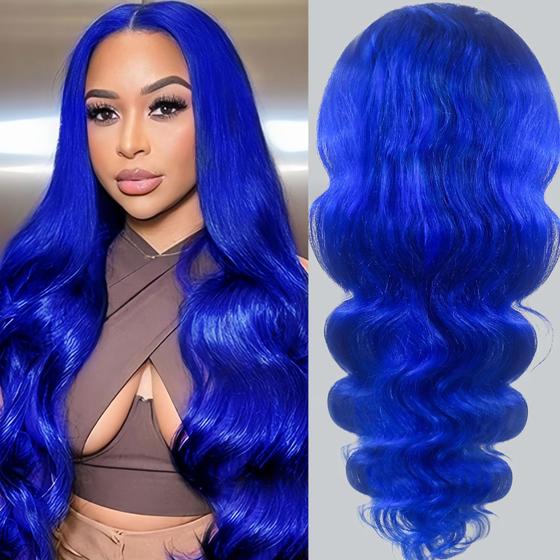 Imagem de Peruca Ruaswey Blue Lace Front 30" Cabelo humano de 180 densidades