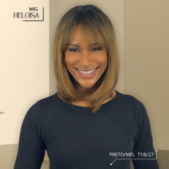 Imagem de Peruca Short Bob Curta Bio Fibra Premium Heloisa Aspecto de Cabelo Humano Fibra de Colágeno Estylo Mulher Com Regulagem 30cm 180g