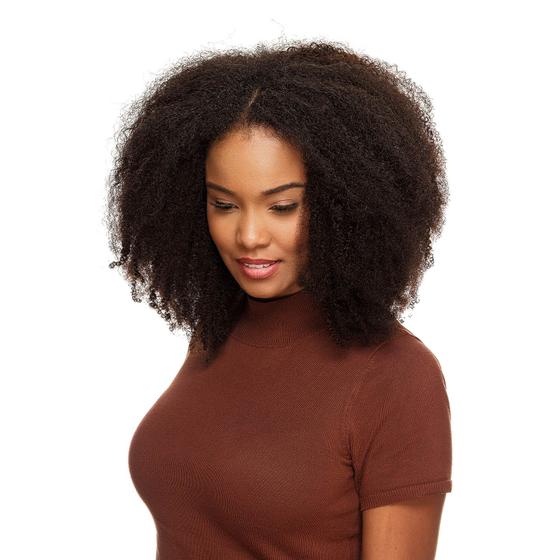 Imagem de Peruca U-Part Cabelo Humano Cacheado 60cm Textura Kinky De Benguela (Castanho Escuro)
