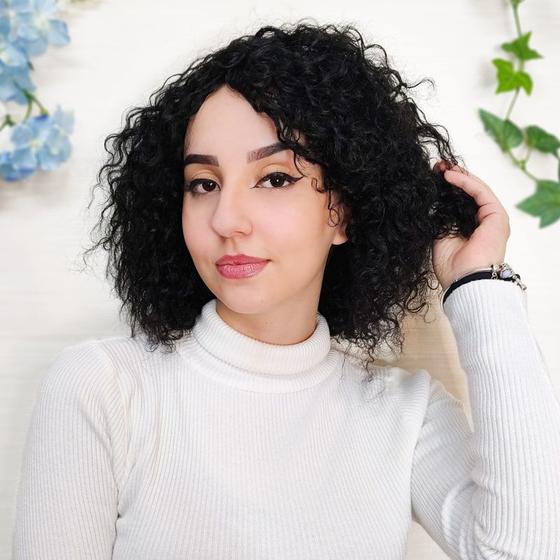 Peruca Wig Cabelo Humano Modelo Blue Cacheada Cor 1B - Central dos ...