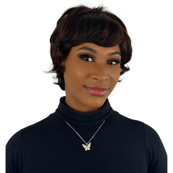 Imagem de Peruca Wig Curta Lisa Ondulada Natasha Estylo Mulher Textura Natural Short Bob Bio FIbra