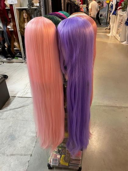 Imagem de Peruca wig lace wig coloridas 1metro c/ franja lisa cosplay