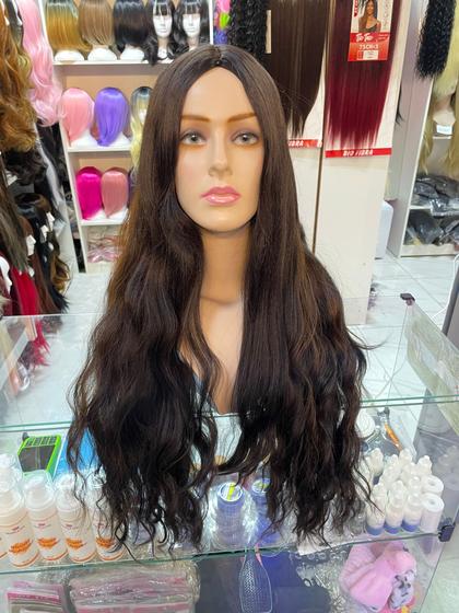 Imagem de Peruca Wig Lacewig Premium Morena iluminada Ondulada longa, 80cm